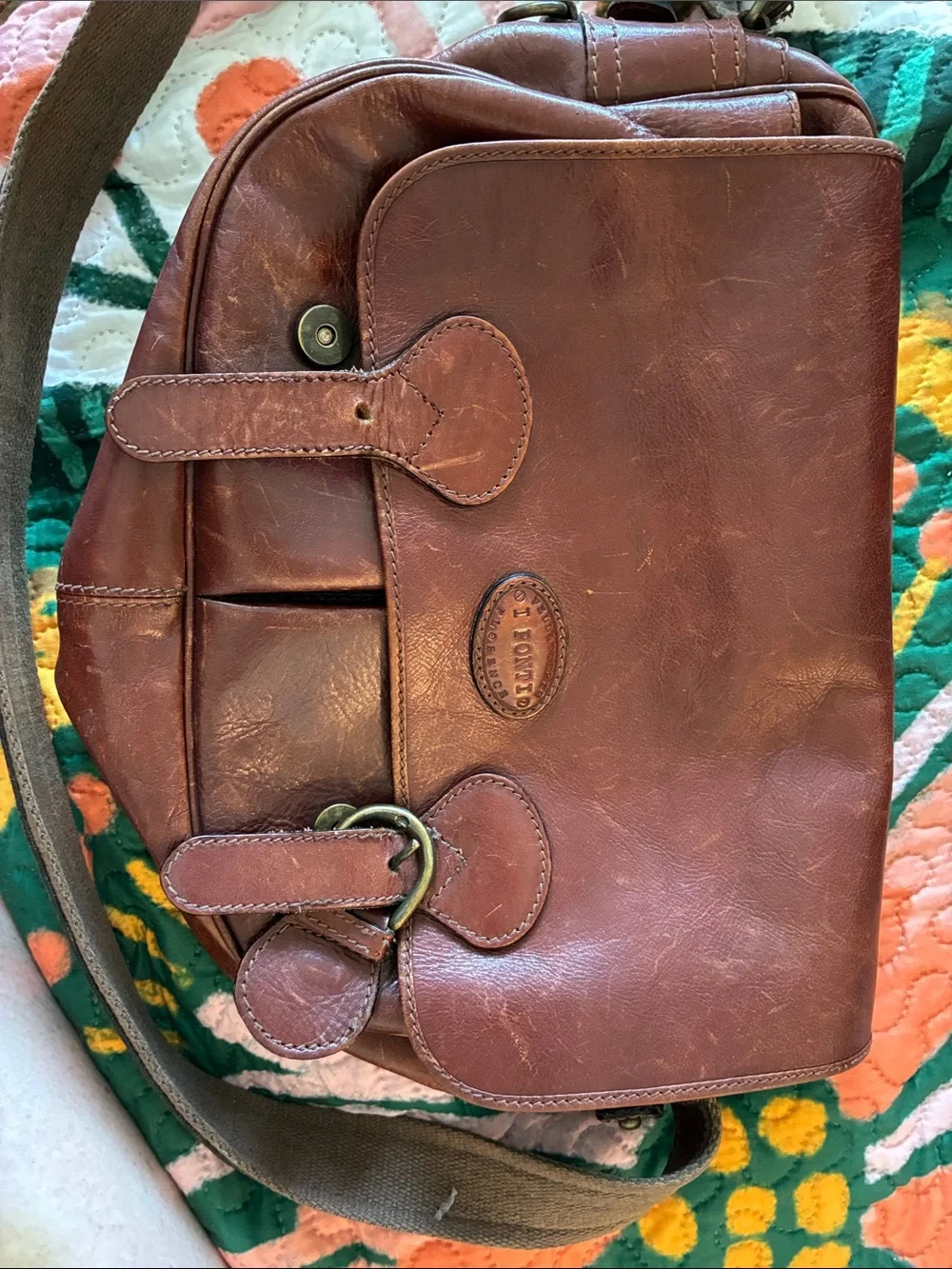 Vintage I Ponti Firenze Brown Leather Shoulder Bag – 1990s Italian Leather